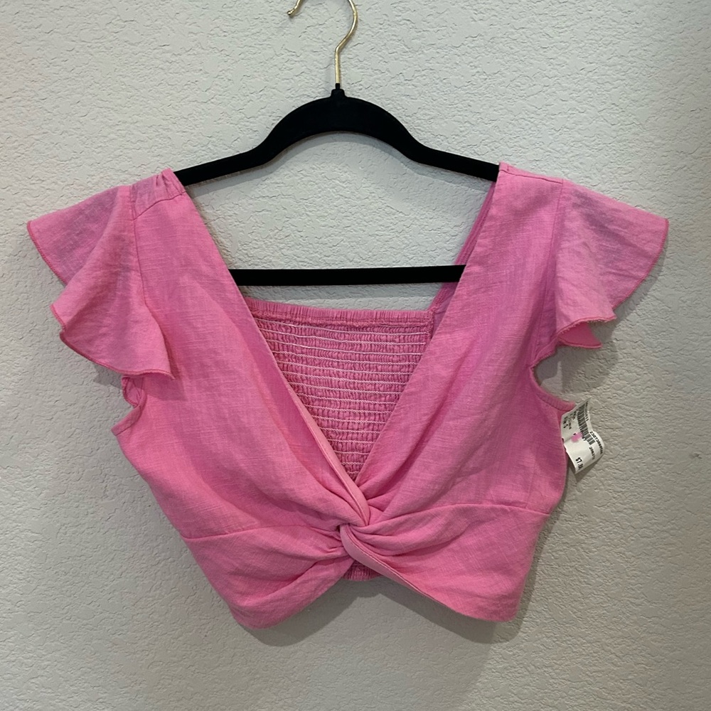 Pink tie up crop top
